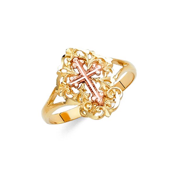 14K 2T Cross Ring