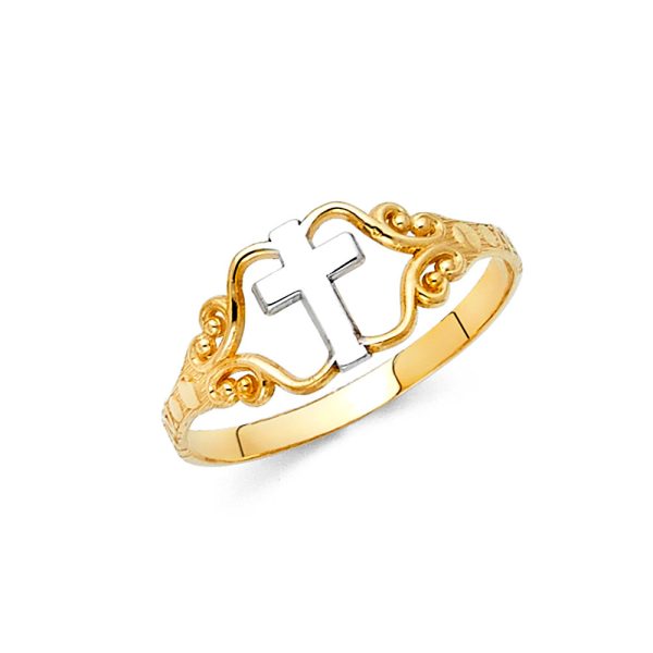 14K 2T Cross Ring