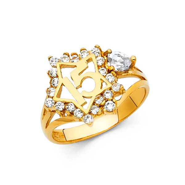 14KY CZ 15 Years Ring