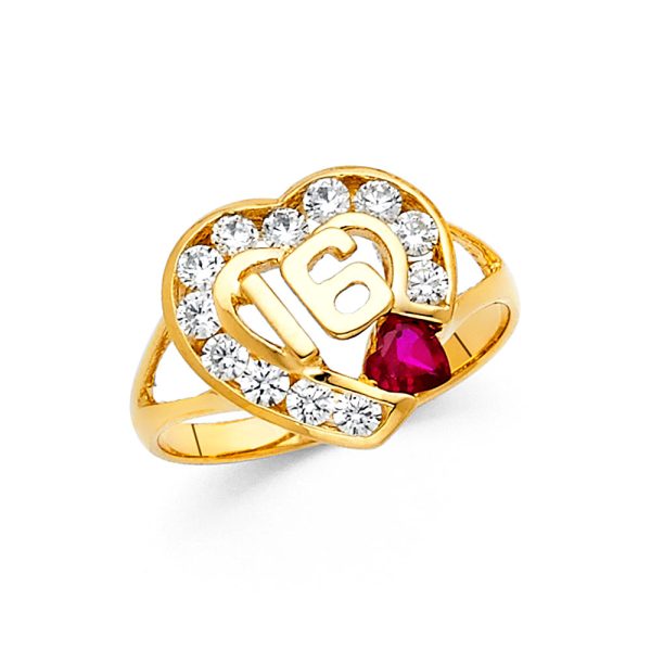 14KY CZ 16 Years Ring
