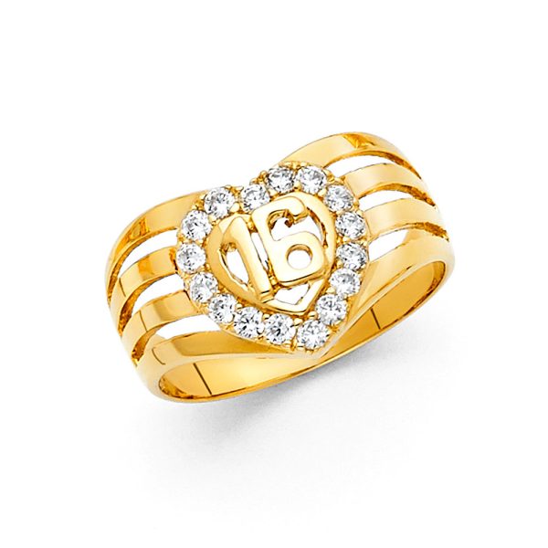 14KY CZ 16 Years Ring