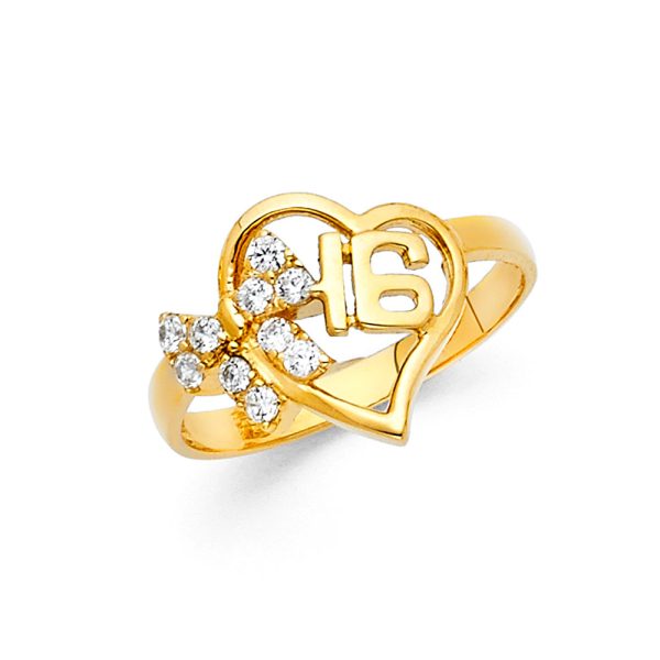 14KY CZ 16 Years Ring