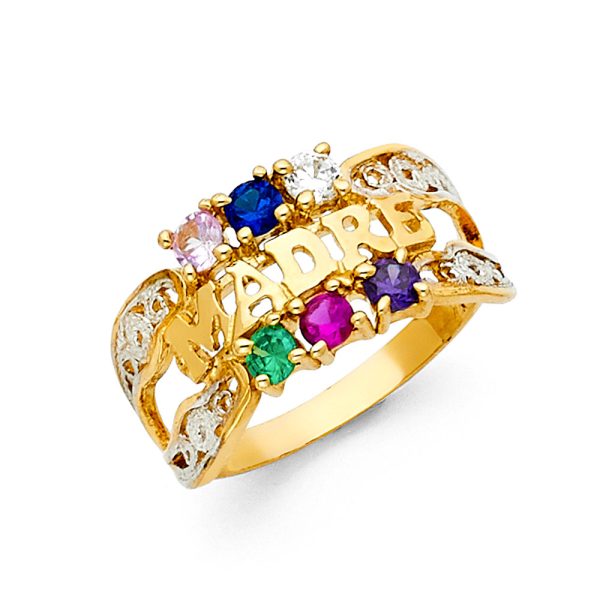 14K 2T CZ Mothers Ring