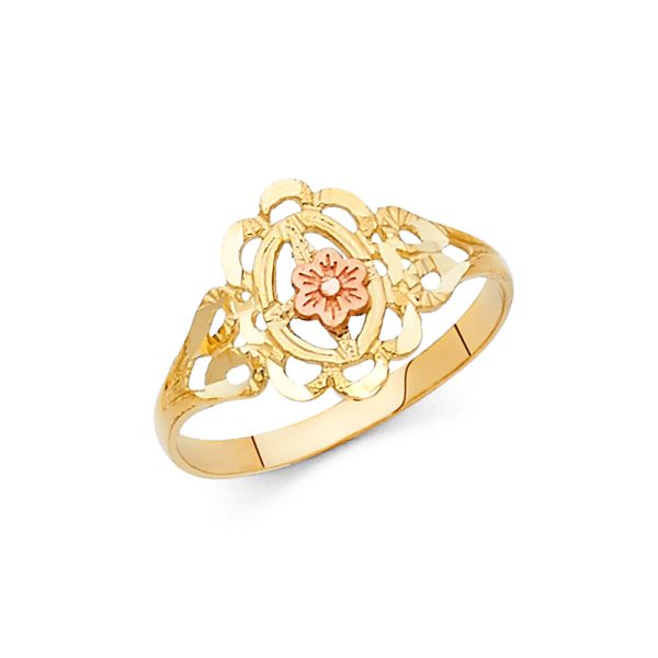 14K 2T Fancy Flower Ring