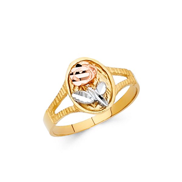 14K 3C Fancy Flower Ring