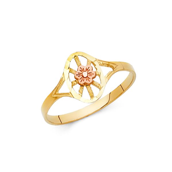 14K 2T Fancy Flower Ring