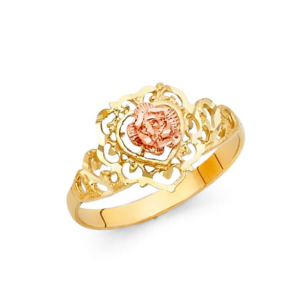 14K 2T Fancy Flower Ring