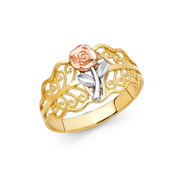 14K 3C Fancy Flower Ring