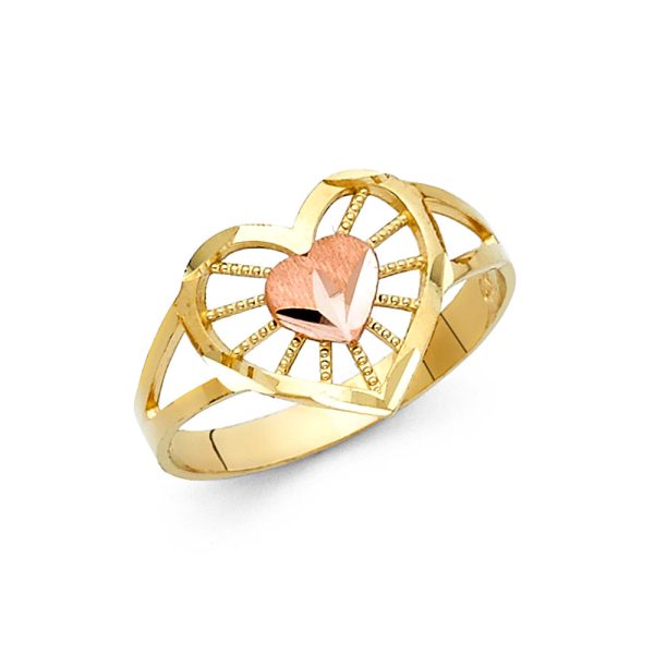 14K 2T Fancy Heart Ring