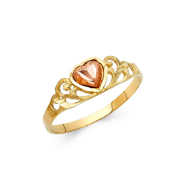 14K 2T Fancy Heart Ring