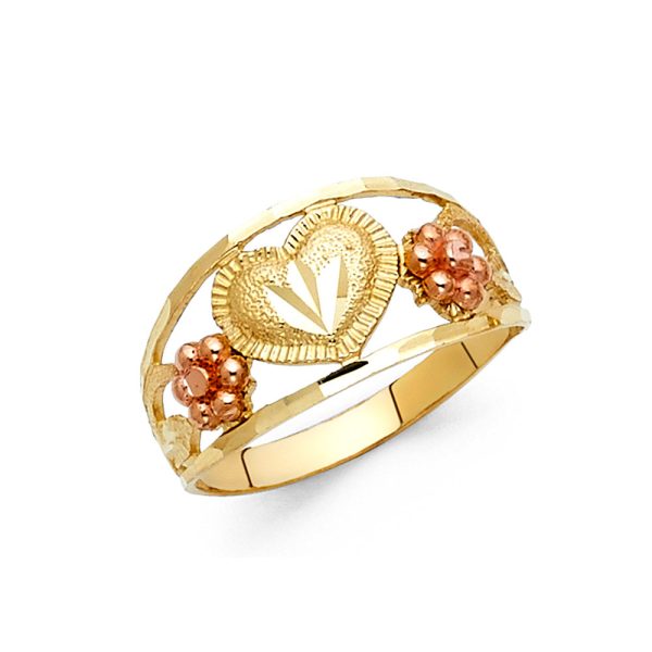 14K 2T Fancy Heart Ring