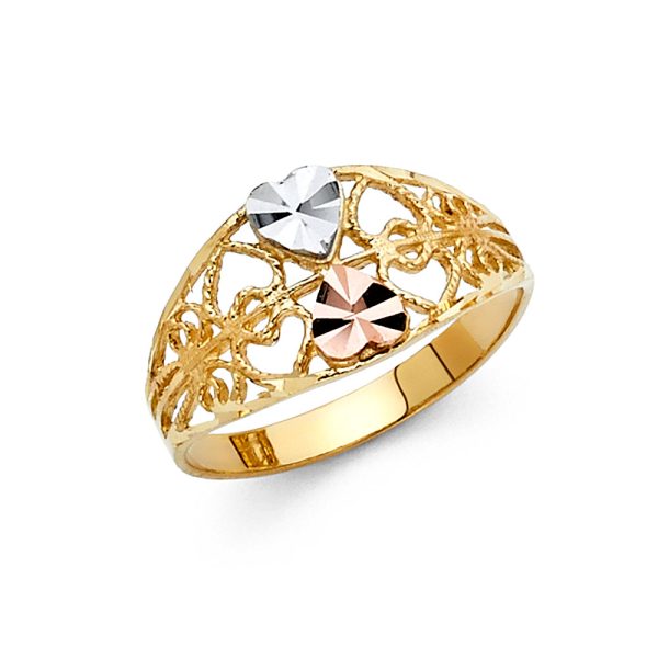 14K 3C Fancy Heart Ring