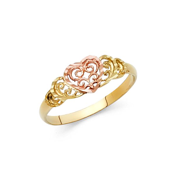 14K 2T Fancy Heart Ring