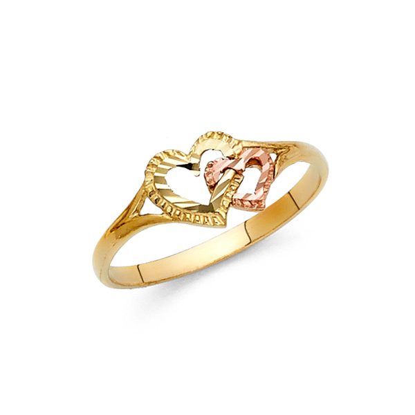 14K 2T Fancy Heart Ring