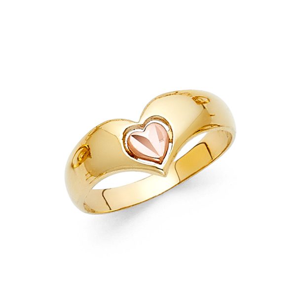 14K 2T Fancy Heart Ring