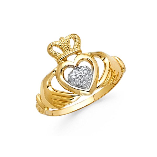 14K 2T Claddagh Ring