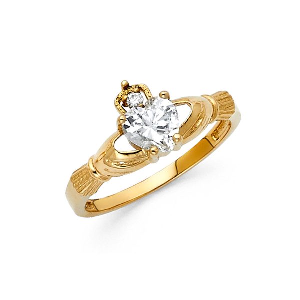 14KY CZ Claddagh Ring