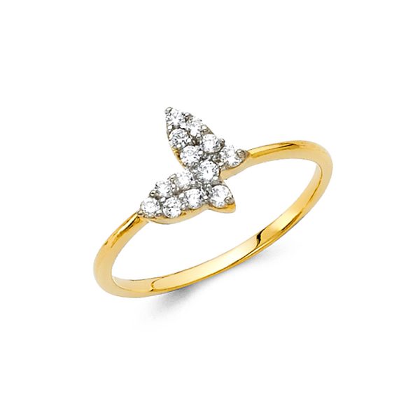 14K 2T CZ Fancy Ring