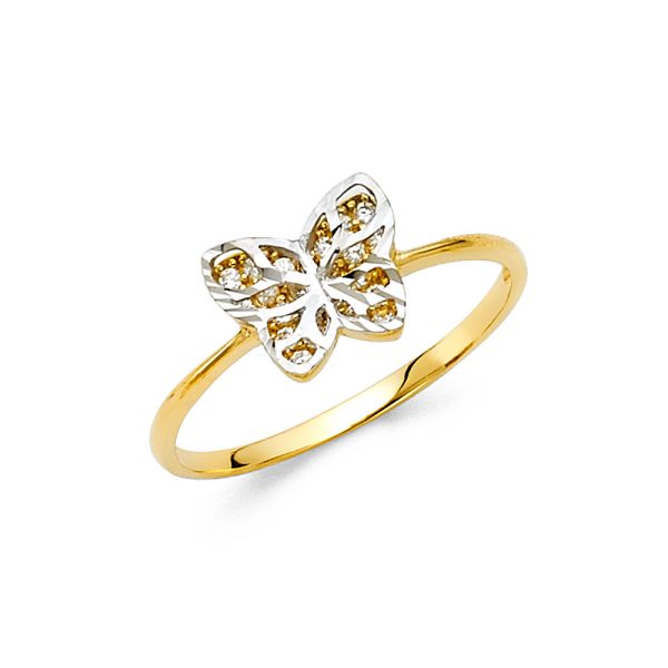 14K 2T CZ Fancy Ring