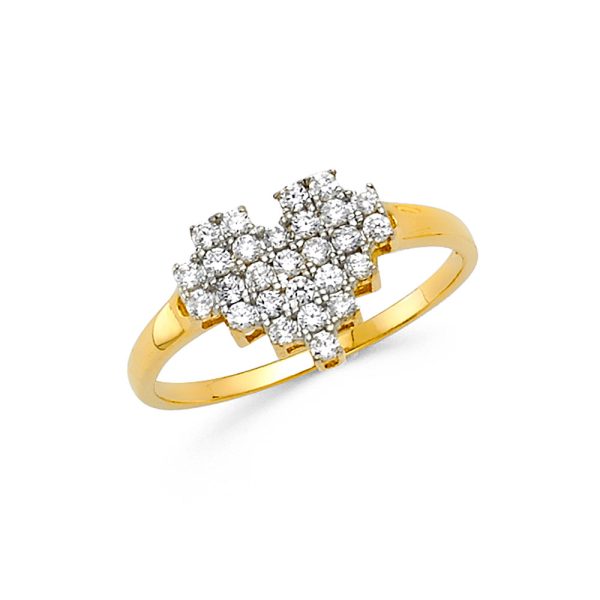 14K 2T CZ Fancy Ring