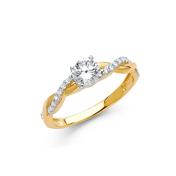 14K 2T CZ Engagement Ring