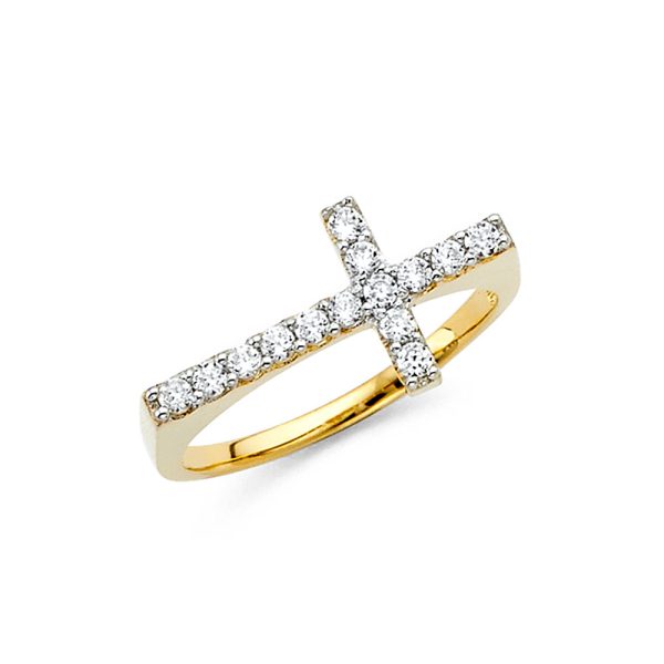 14K 2T CZ Fancy Ring