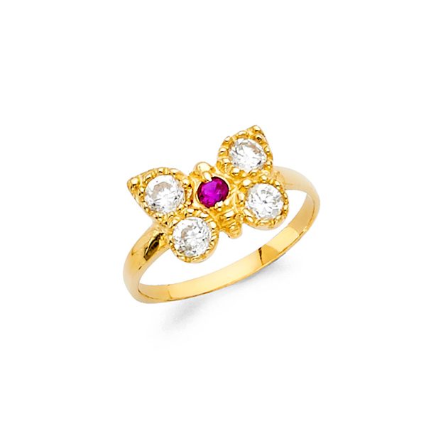 14KY CZ Butterfly Babies Ring