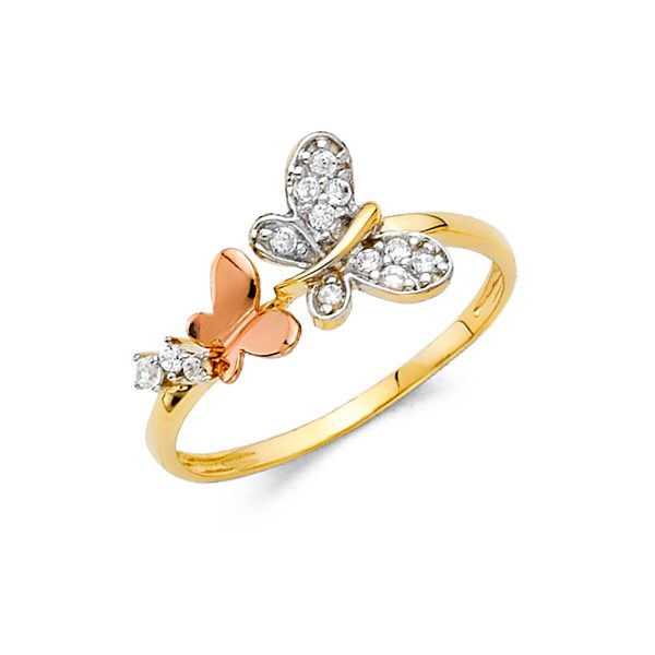 14K 2T CZ Fancy Ring