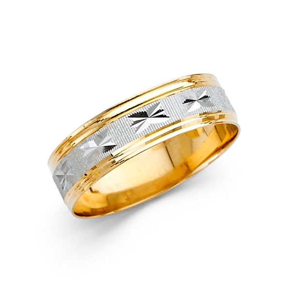 14K 2T 6mm DC Wedding Band - Size 10