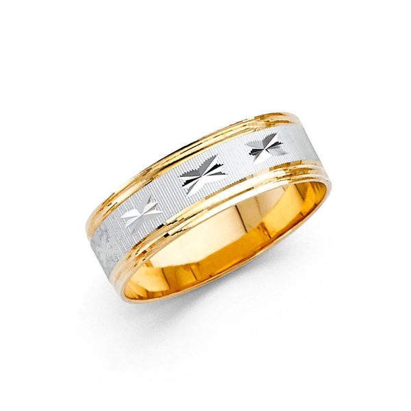 14K 2T 6mm DC Wedding Band - Size 7