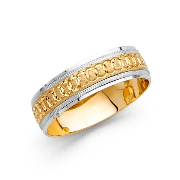 14K 2T 6mm DC Wedding Band - Size 10