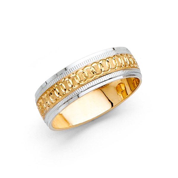 14K 2T 6mm DC Wedding Band - Size 7