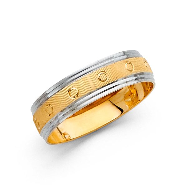 14K 2T 6mm DC Wedding Band - Size 10