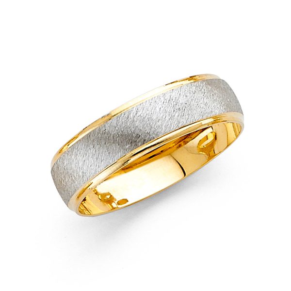 14K 2T 6mm Fancy Cut Wedding Band - Size 10