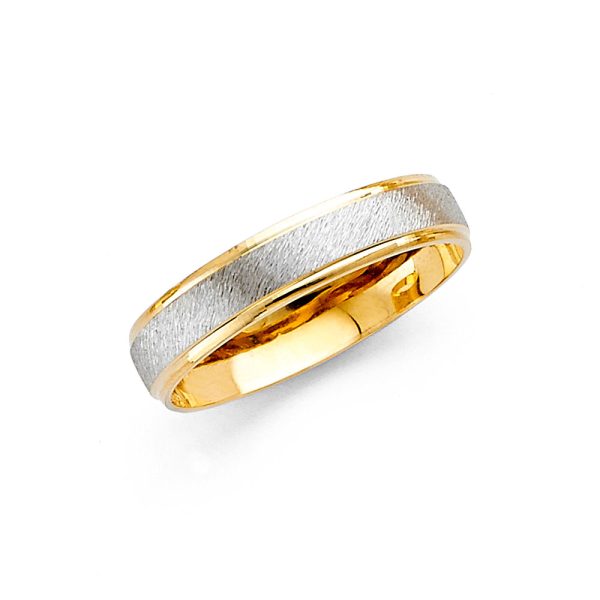 14K 2T 4mm Fancy Cut Wedding Band - Size 7