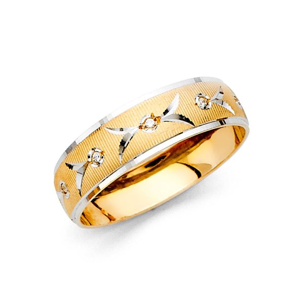 14K 2T Men's CZ Wedding Band