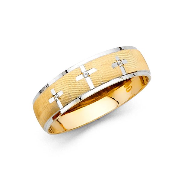 14K 2T Men's CZ Wedding Band