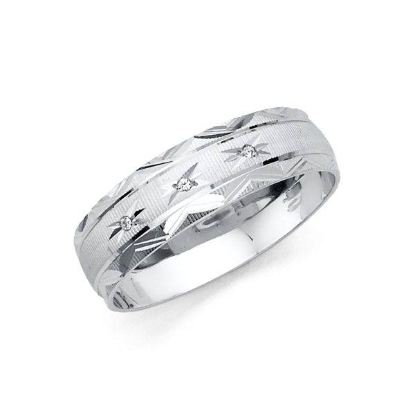 14KW Men's CZ Wedding Band