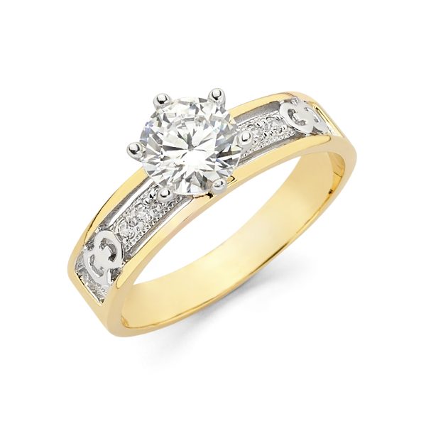 14K 2T CZ Engagement Ring