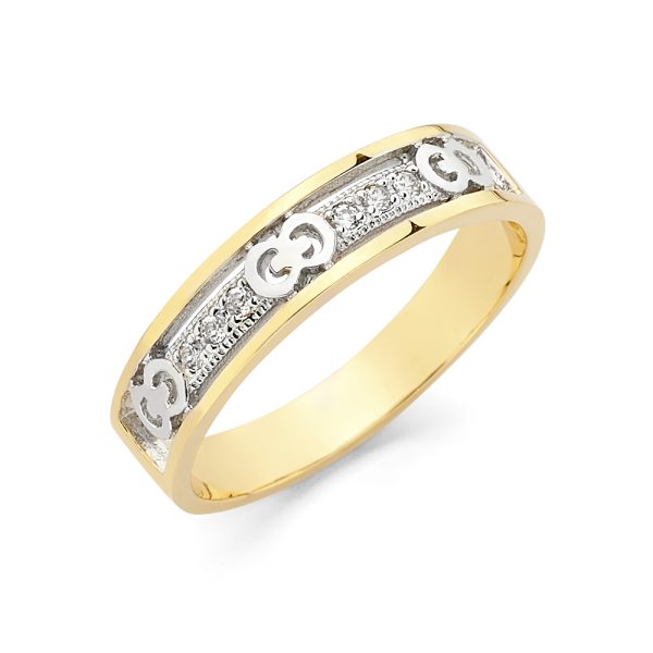 14K 2T CZ Ladies Wedding Band