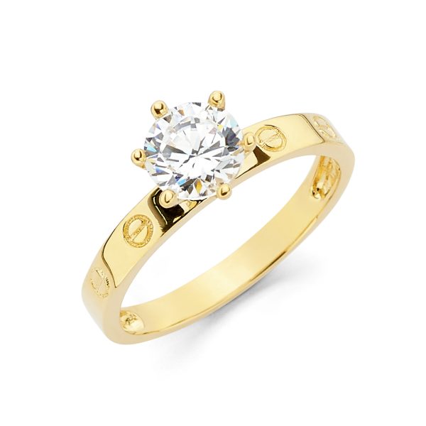 14K 2T CZ Engagement Ring