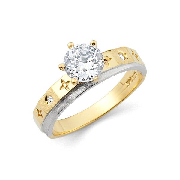 14K 2T CZ Engagement Ring