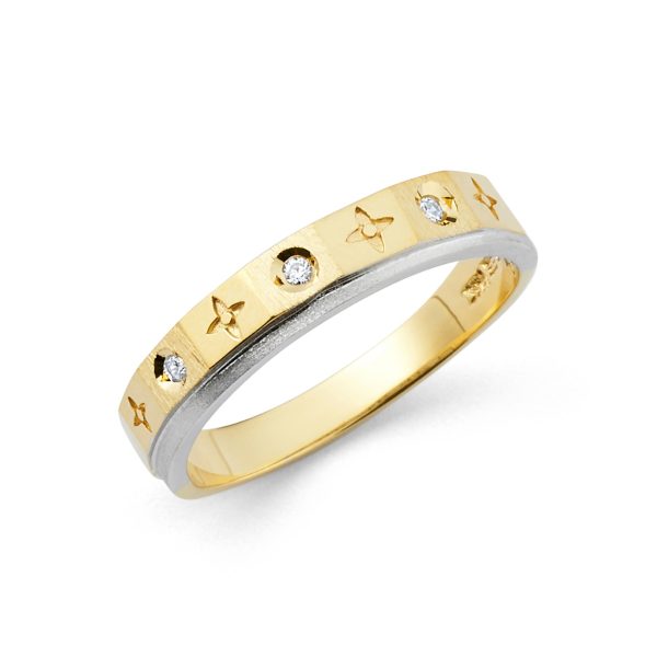 14K 2T CZ Ladies Wedding Band