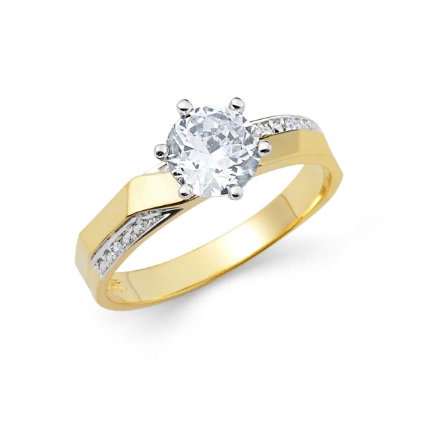 14K 2T CZ Engagement Ring