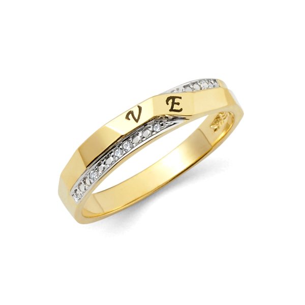 14K 2T CZ Ladies Wedding Band