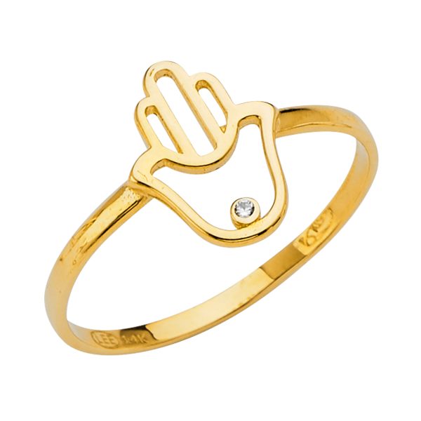 14KY Hamsa CZ Ring