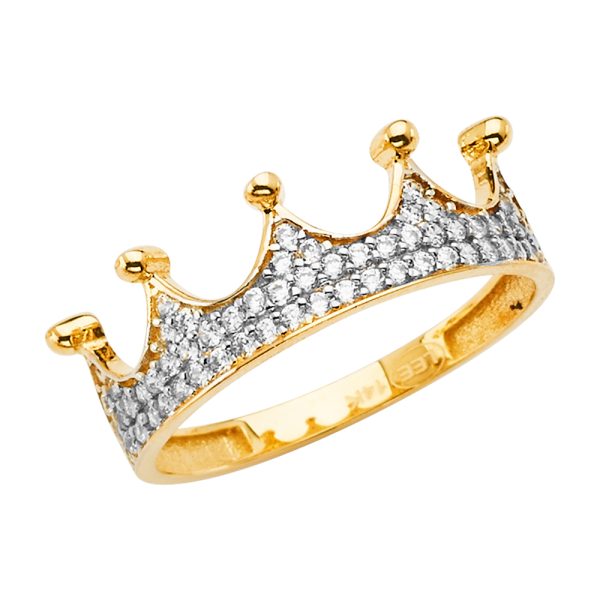 14K 2T Crown CZ Ring