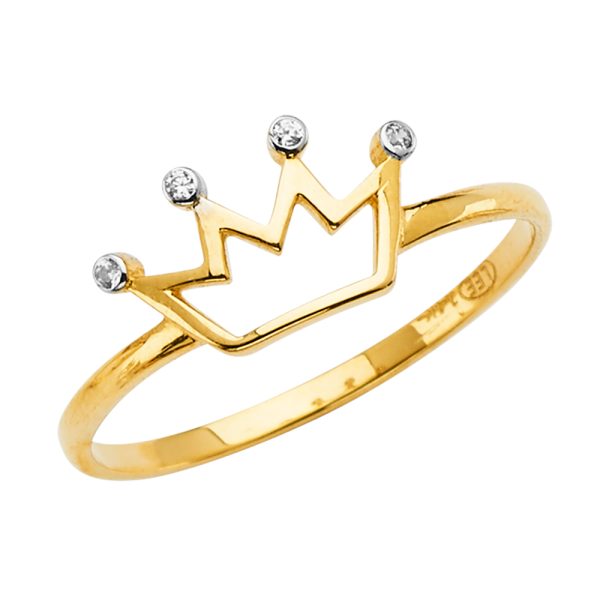 14K 2T Crown CZ Ring