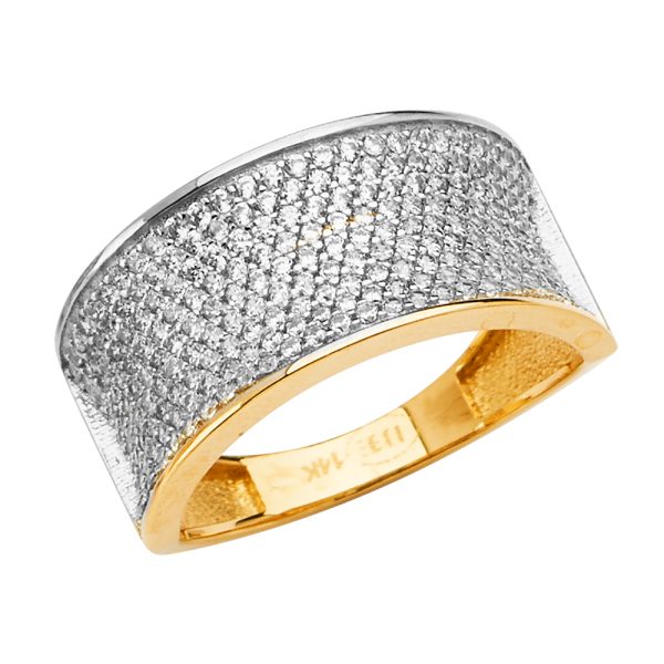 14K 2T Micro Pave Ladies CZ Ring