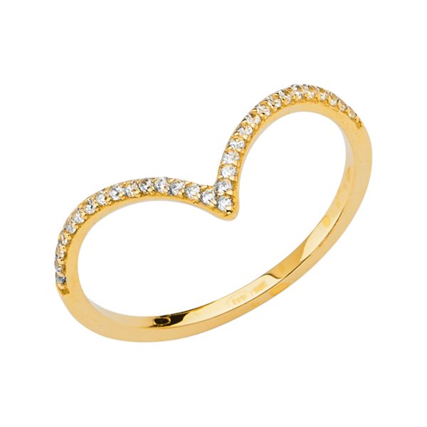 14K 2T V Shape Ladies CZ Band